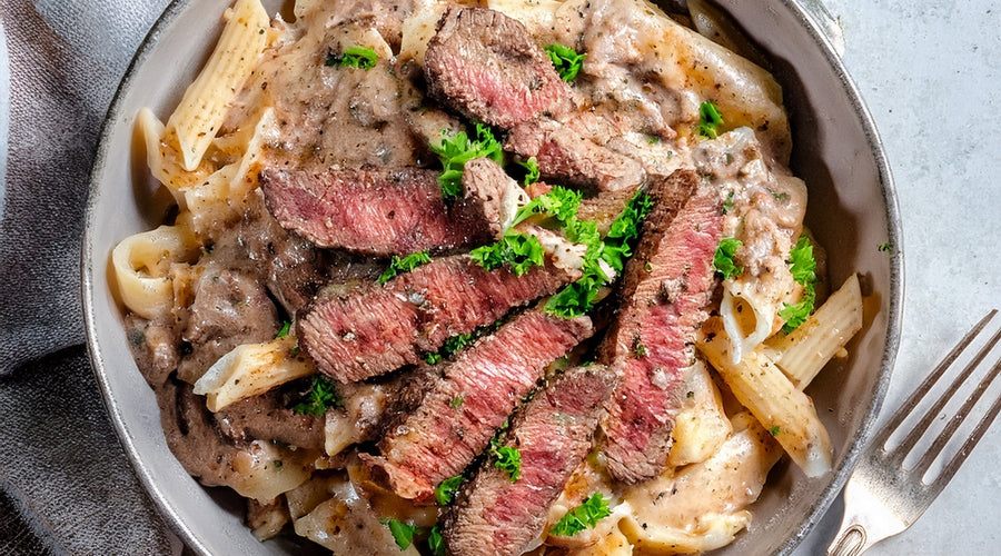 Creamy Sirloin Steak Mushroom Pasta