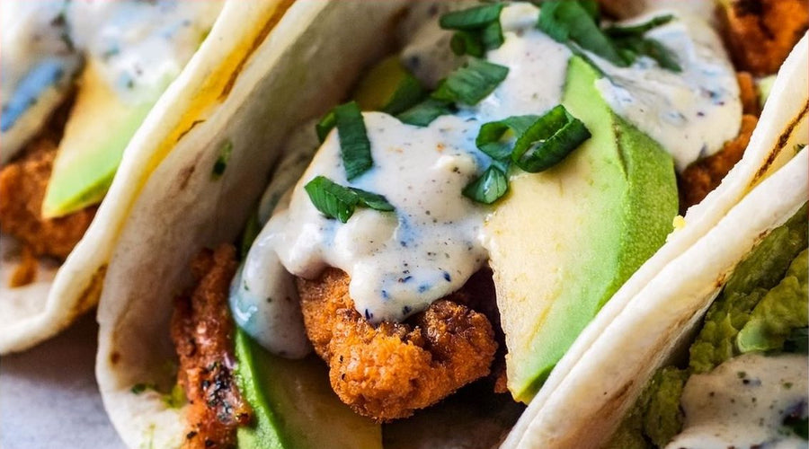 Chicken and Avocado Tacos with Creamy Cilantro Sauce