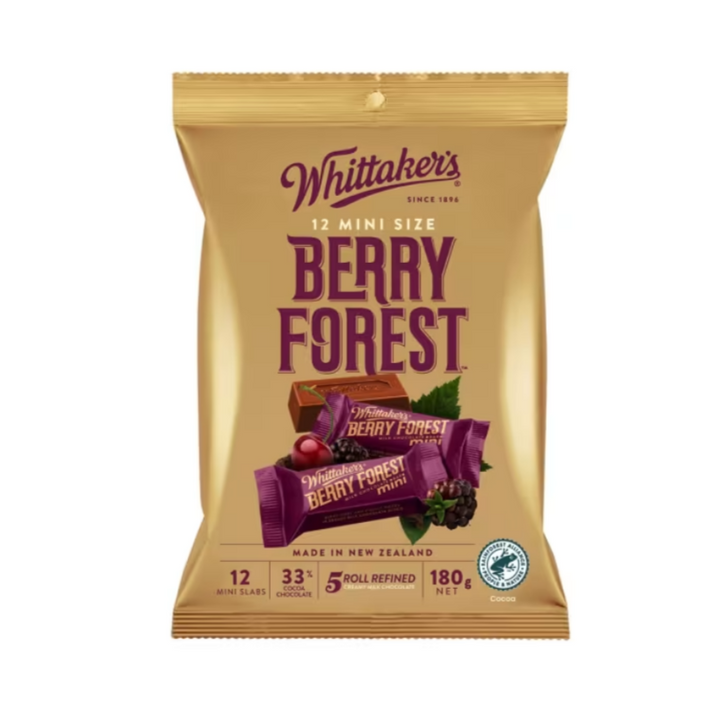 Whittaker's Berry Forest - Mini Slab 180g | Auckland Grocery Delivery Get Whittaker's Berry Forest - Mini Slab 180g delivered to your doorstep by your local Auckland grocery delivery. Shop Paddock To Pantry. Convenient online food shopping in NZ | Grocery Delivery Auckland | Grocery Delivery Nationwide | Fruit Baskets NZ | Online Food Shopping NZ Buy Whittaker’s Berry Forest Mini Slabs 180g at Paddock to Pantry – fruity milk chocolate treats with fast, fresh NZ-wide grocery delivery.