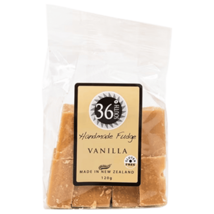 36 South Vanilla Fudge 120g | Auckland Grocery Delivery Get 36 South Vanilla Fudge 120g delivered to your doorstep by your local Auckland grocery delivery. Shop Paddock To Pantry. Convenient online food shopping in NZ | Grocery Delivery Auckland | Grocery Delivery Nationwide | Fruit Baskets NZ | Online Food Shopping NZ New Zealand hand made natural vanilla fudge, perfect for a sweet tooth. Being Gluten Free Fudge, this is the perfect add on to a Fruit Basket or Gift Basket.