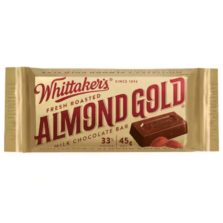 Whittaker's Almond Gold Slab 45g | Auckland Grocery Delivery Get Whittaker's Almond Gold Slab 45g delivered to your doorstep by your local Auckland grocery delivery. Shop Paddock To Pantry. Convenient online food shopping in NZ | Grocery Delivery Auckland | Grocery Delivery Nationwide | Fruit Baskets NZ | Online Food Shopping NZ Rich, nutty flavour. Perfect for snacking. Get it delivered today with Auckland Grocery Delivery or overnight with Supermarket NZ.