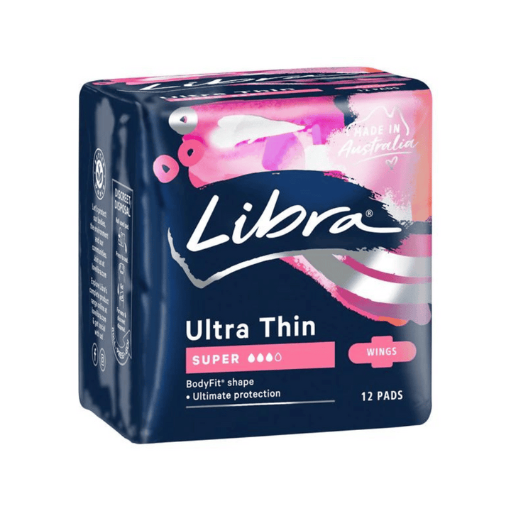 Libra Ultra Thin Pads Super 12 pack | Auckland Grocery Delivery Get Libra Ultra Thin Pads Super 12 pack delivered to your doorstep by your local Auckland grocery delivery. Shop Paddock To Pantry. Convenient online food shopping in NZ | Grocery Delivery Auckland | Grocery Delivery Nationwide | Fruit Baskets NZ | Online Food Shopping NZ Libra Ultra Thin Pads Super 12 pack Constantly flexing and adjusting to fit you best. That's Libra's unique BodyFit® shape. 