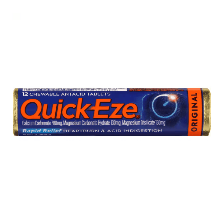Quick Eze Antacid Tablet | Auckland Grocery Delivery Get Quick Eze Antacid Tablet delivered to your doorstep by your local Auckland grocery delivery. Shop Paddock To Pantry. Convenient online food shopping in NZ | Grocery Delivery Auckland | Grocery Delivery Nationwide | Fruit Baskets NZ | Online Food Shopping NZ Quick Eze Antacid Tablets, effective and rapid relief from heartburn & indigestion, neutralising stomach acid fast. Delivered nationwide 7 days.