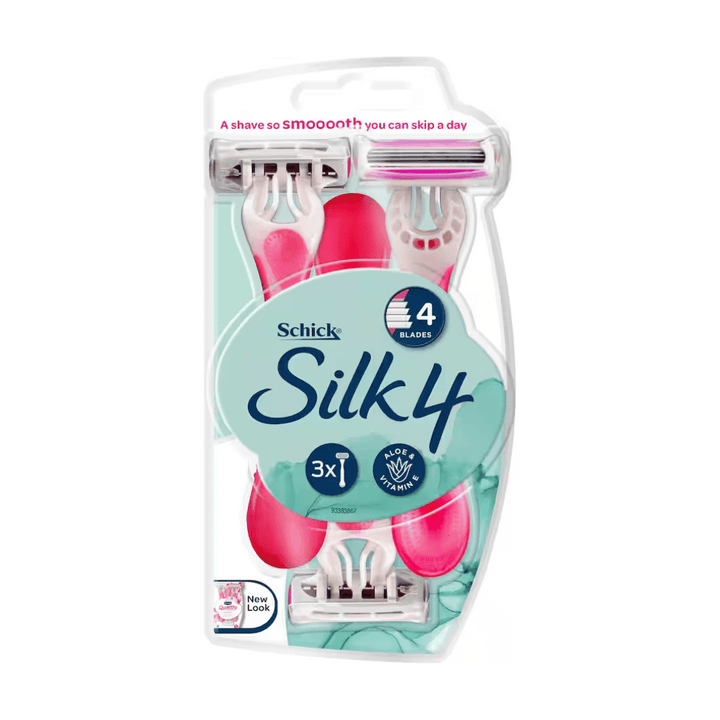 Schick Silk 4 Razors 3 Pack | Auckland Grocery Delivery Get Schick Silk 4 Razors 3 Pack delivered to your doorstep by your local Auckland grocery delivery. Shop Paddock To Pantry. Convenient online food shopping in NZ | Grocery Delivery Auckland | Grocery Delivery Nationwide | Fruit Baskets NZ | Online Food Shopping NZ Schick Silk 4 Blade Razors 3 Pack. Razors offering a high-performance shave for all your health needs. Get delivered with Paddock to Pantry.