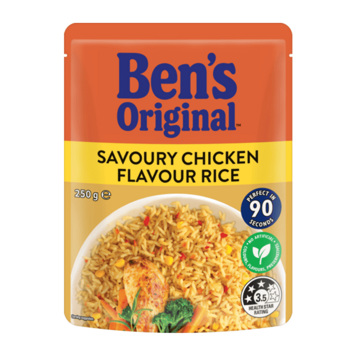 Bens Savoury Chicken Rice 250g | Auckland Grocery Delivery Get Bens Savoury Chicken Rice 250g delivered to your doorstep by your local Auckland grocery delivery. Shop Paddock To Pantry. Convenient online food shopping in NZ | Grocery Delivery Auckland | Grocery Delivery Nationwide | Fruit Baskets NZ | Online Food Shopping NZ Bens Savoury Chicken Rice 250g is made with carefully selected rice, capsicum, carrots, onion and spices. Quality groceries delivered to your door.