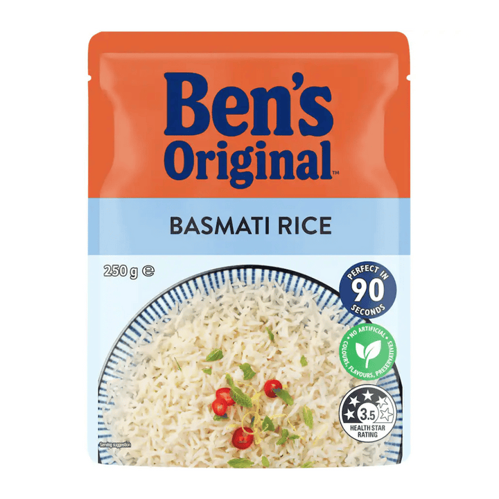 Bens Basmati Rice 250g | Auckland Grocery Delivery Get Bens Basmati Rice 250g delivered to your doorstep by your local Auckland grocery delivery. Shop Paddock To Pantry. Convenient online food shopping in NZ | Grocery Delivery Auckland | Grocery Delivery Nationwide | Fruit Baskets NZ | Online Food Shopping NZ Uncle Bens Basmati Rice will complement your cooking perfectly (thanks to a bit of ben's know-how) and can enjoyed as part of your daily diet.
