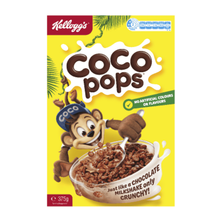 Kelloggs Coco Pops 375g | Auckland Grocery Delivery Get Kelloggs Coco Pops 375g delivered to your doorstep by your local Auckland grocery delivery. Shop Paddock To Pantry. Convenient online food shopping in NZ | Grocery Delivery Auckland | Grocery Delivery Nationwide | Fruit Baskets NZ | Online Food Shopping NZ Kelloggs Coco Pops 375g Kellogg's Coco Pops Cereal is just like a chocolate milkshake, only crunchy! Get breakfast foods to your doorstep.