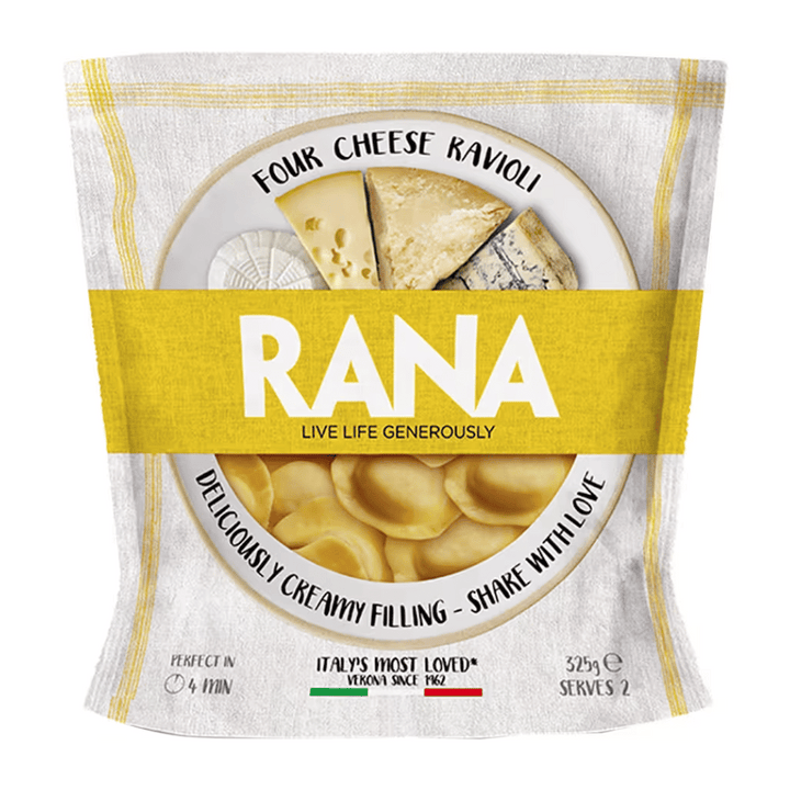 Rana Four Cheese Ravioli 325g | Auckland Grocery Delivery Get Rana Four Cheese Ravioli 325g delivered to your doorstep by your local Auckland grocery delivery. Shop Paddock To Pantry. Convenient online food shopping in NZ | Grocery Delivery Auckland | Grocery Delivery Nationwide | Fruit Baskets NZ | Online Food Shopping NZ 