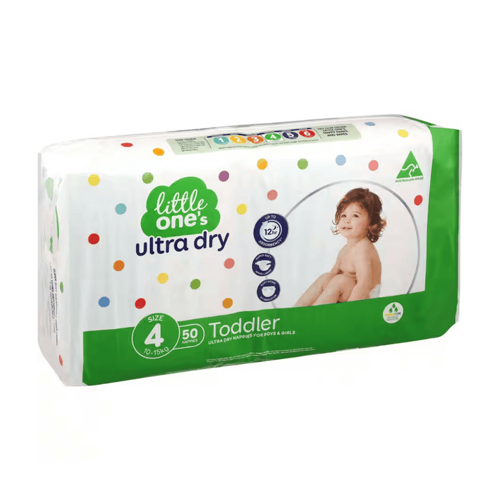 Little Ones Size 4 Toddler 9-14 kg Nappies | Auckland Grocery Delivery Get Little Ones Size 4 Toddler 9-14 kg Nappies delivered to your doorstep by your local Auckland grocery delivery. Shop Paddock To Pantry. Convenient online food shopping in NZ | Grocery Delivery Auckland | Grocery Delivery Nationwide | Fruit Baskets NZ | Online Food Shopping NZ Little Ones Size 4 Nappies have a super soft breathable inner lining with up to 12hrs absorbency, triple layer technology and an easy fit indicator on front. 