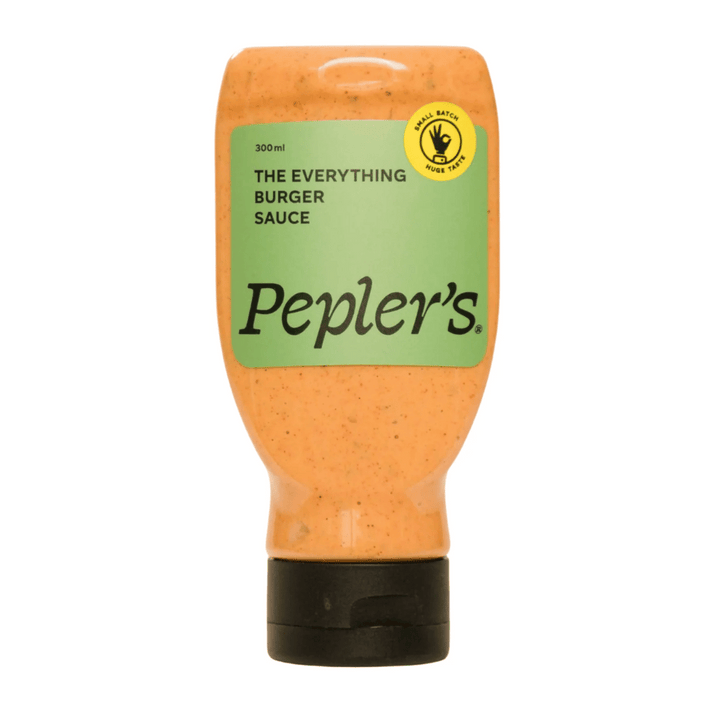 Peplers The Everything Burger Sauce 300ml | Auckland Grocery Delivery Get Peplers The Everything Burger Sauce 300ml delivered to your doorstep by your local Auckland grocery delivery. Shop Paddock To Pantry. Convenient online food shopping in NZ | Grocery Delivery Auckland | Grocery Delivery Nationwide | Fruit Baskets NZ | Online Food Shopping NZ Peplers The Everything Burger Sauce A creamy mayo base it is perfect in burgers, wraps and sandwiches or as a dressing. It is truly an everything sauce.