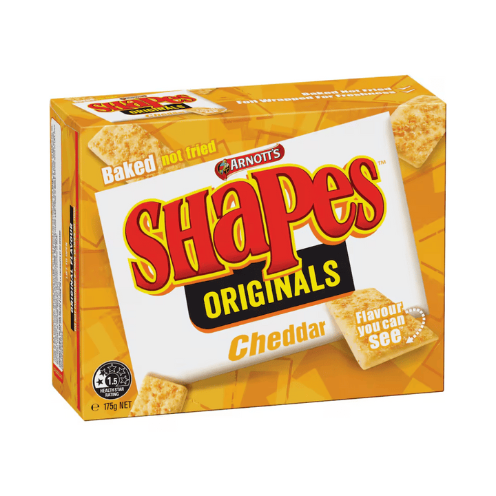 Arnotts Shapes Cheddar 175g | Auckland Grocery Delivery Get Arnotts Shapes Cheddar 175g delivered to your doorstep by your local Auckland grocery delivery. Shop Paddock To Pantry. Convenient online food shopping in NZ | Grocery Delivery Auckland | Grocery Delivery Nationwide | Fruit Baskets NZ | Online Food Shopping NZ Arnotts Shapes Cheddar offers a rich and cheesy flavor in a crunchy biscuit. Perfect for snacking and sharing, these biscuits are a delicious and savory treat.
