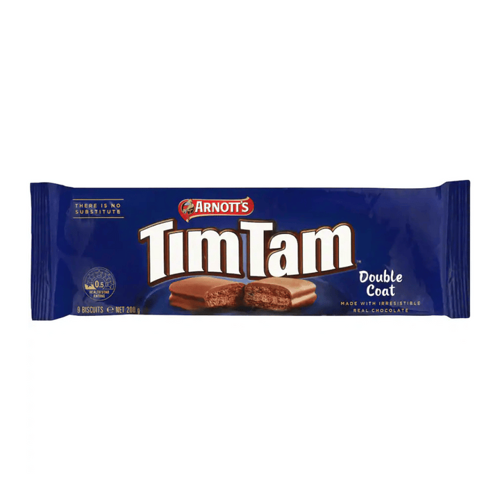 Arnotts TimTam Double Coat 200g | Auckland Grocery Delivery Get Arnotts TimTam Double Coat 200g delivered to your doorstep by your local Auckland grocery delivery. Shop Paddock To Pantry. Convenient online food shopping in NZ | Grocery Delivery Auckland | Grocery Delivery Nationwide | Fruit Baskets NZ | Online Food Shopping NZ Indulge in Arnott’s Tim Tam Double Coat from Paddock to Pantry – rich, chocolatey biscuits delivered NZ-wide from your favourite online snack shop.