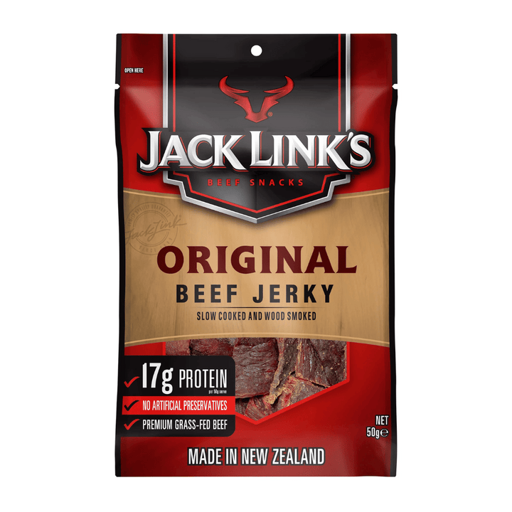 Jack Links Beef Jerky Original 50g | Auckland Grocery Delivery Get Jack Links Beef Jerky Original 50g delivered to your doorstep by your local Auckland grocery delivery. Shop Paddock To Pantry. Convenient online food shopping in NZ | Grocery Delivery Auckland | Grocery Delivery Nationwide | Fruit Baskets NZ | Online Food Shopping NZ Jack Links Beef Jerky Original 50g. Made with premium beef, this jerky provides a delicious and satisfying experience. Snacks and Chips delivered 7 days.