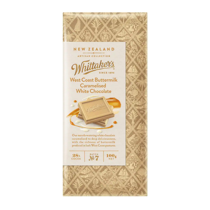 Whittaker's Buttermilk Caramelised White Chocolate 100g | Auckland Grocery Delivery Get Whittaker's Buttermilk Caramelised White Chocolate 100g delivered to your doorstep by your local Auckland grocery delivery. Shop Paddock To Pantry. Convenient online food shopping in NZ | Grocery Delivery Auckland | Grocery Delivery Nationwide | Fruit Baskets NZ | Online Food Shopping NZ West Coast Buttermilk Caramelised White Chocolate 100g is a creamy, buttery delight with a rich caramelized flavour.