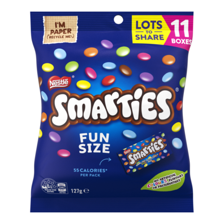 Smarties Funpack Bag 127g | Auckland Grocery Delivery Get Smarties Funpack Bag 127g delivered to your doorstep by your local Auckland grocery delivery. Shop Paddock To Pantry. Convenient online food shopping in NZ | Grocery Delivery Auckland | Grocery Delivery Nationwide | Fruit Baskets NZ | Online Food Shopping NZ Shop Smarties Funpack 127g at Paddock to Pantry – your online supermarket for chocolate delivery, express shipping, and pantry favourites NZ-wide.