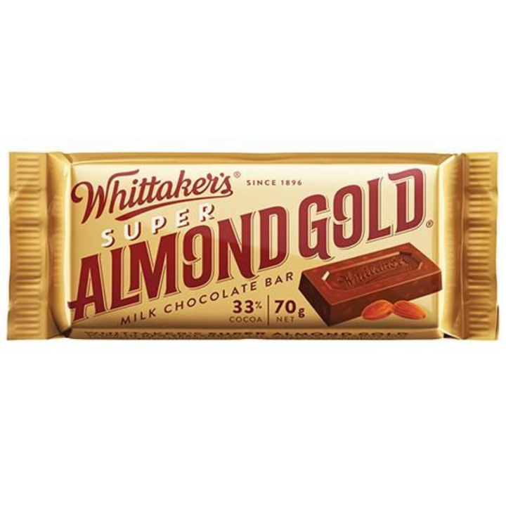 Whittaker's Super Almond Gold Slab 70g | Auckland Grocery Delivery Get Whittaker's Super Almond Gold Slab 70g delivered to your doorstep by your local Auckland grocery delivery. Shop Paddock To Pantry. Convenient online food shopping in NZ | Grocery Delivery Auckland | Grocery Delivery Nationwide | Fruit Baskets NZ | Online Food Shopping NZ Whittakers Almond Gold Super Slab Get it delivered today with Auckland Grocery Delivery or overnight. Local NZ online grocer.