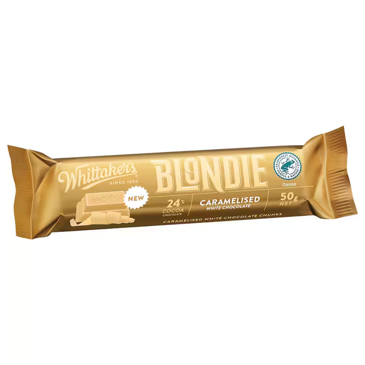 Whittaker's Blondie Chunks Bar 50g | Auckland Grocery Delivery Get Whittaker's Blondie Chunks Bar 50g delivered to your doorstep by your local Auckland grocery delivery. Shop Paddock To Pantry. Convenient online food shopping in NZ | Grocery Delivery Auckland | Grocery Delivery Nationwide | Fruit Baskets NZ | Online Food Shopping NZ Buy Whittaker’s Blondie Chunks Bar 50g at Paddock to Pantry – caramelised white chocolate made in NZ, with express grocery delivery nationwide.