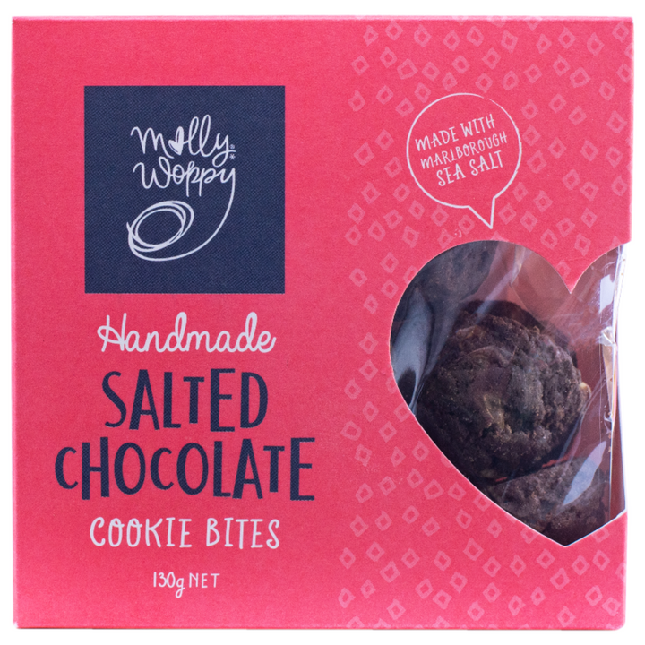 Molly Woppy Salted Chocolate Cookie Bites 130g | Auckland Grocery Delivery Get Molly Woppy Salted Chocolate Cookie Bites 130g delivered to your doorstep by your local Auckland grocery delivery. Shop Paddock To Pantry. Convenient online food shopping in NZ | Grocery Delivery Auckland | Grocery Delivery Nationwide | Fruit Baskets NZ | Online Food Shopping NZ Salted Chocolate Cookie Bites from Molly Woppy – fresh online groceries NZ with delivery.