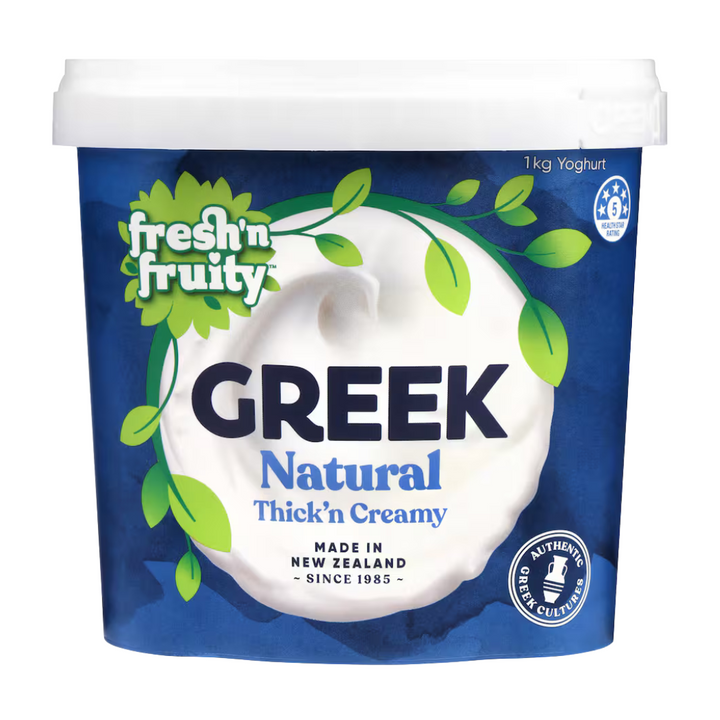 Fresh 'n Fruity Greek Yoghurt 1kg | Auckland Grocery Delivery Get Fresh 'n Fruity Greek Yoghurt 1kg delivered to your doorstep by your local Auckland grocery delivery. Shop Paddock To Pantry. Convenient online food shopping in NZ | Grocery Delivery Auckland | Grocery Delivery Nationwide | Fruit Baskets NZ | Online Food Shopping NZ Fresh & Fruity Greek Yoghurt is great for a healthy snack, Get it delivered Auckland wide at Paddock to Pantry