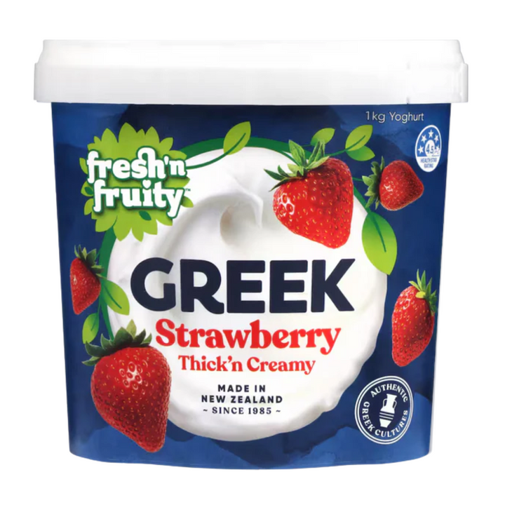 Fresh 'n Fruity Greek Strawberry Yoghurt 1kg | Auckland Grocery Delivery Get Fresh 'n Fruity Greek Strawberry Yoghurt 1kg delivered to your doorstep by your local Auckland grocery delivery. Shop Paddock To Pantry. Convenient online food shopping in NZ | Grocery Delivery Auckland | Grocery Delivery Nationwide | Fruit Baskets NZ | Online Food Shopping NZ Fresh & Fruity Greek Apricot Yoghurt is great for a healthy snack, Get it delivered Auckland wide at Paddock to Pantry