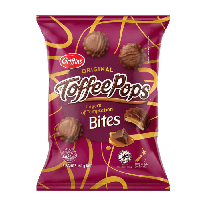 Griffins Toffee Pop Bites 150g | Auckland Grocery Delivery Get Griffins Toffee Pop Bites 150g delivered to your doorstep by your local Auckland grocery delivery. Shop Paddock To Pantry. Convenient online food shopping in NZ | Grocery Delivery Auckland | Grocery Delivery Nationwide | Fruit Baskets NZ | Online Food Shopping NZ Buy Griffin’s Toffee Pop Bites at Paddock to Pantry. A classic Kiwi treat in snackable bites, delivered fast from NZ’s trusted online biscuit shop.