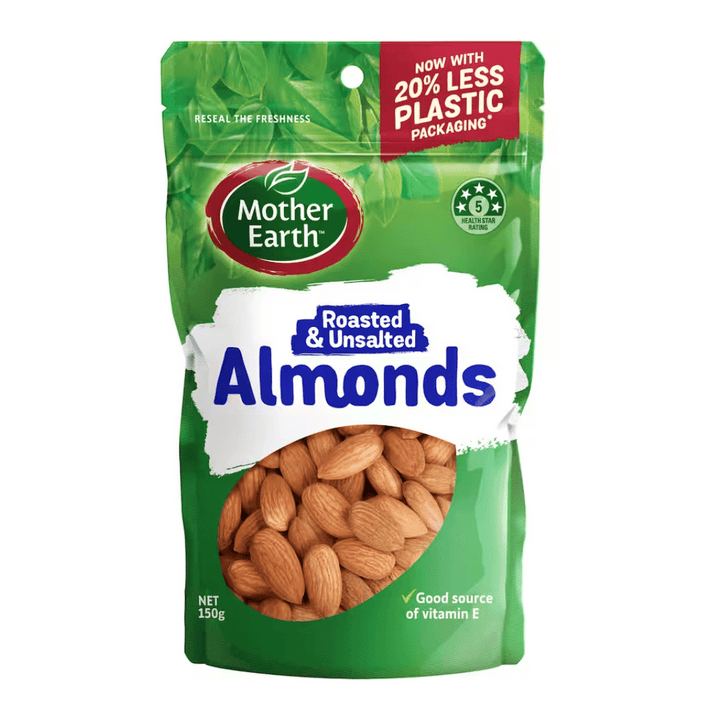 Mother Earth Almonds 150g | Auckland Grocery Delivery Get Mother Earth Almonds 150g delivered to your doorstep by your local Auckland grocery delivery. Shop Paddock To Pantry. Convenient online food shopping in NZ | Grocery Delivery Auckland | Grocery Delivery Nationwide | Fruit Baskets NZ | Online Food Shopping NZ Mother Earth Almonds 150g Almonds, batch roasted in high oleic sunflower oil. A handful of nuts naturally provides you with a wide range of nutrients.
