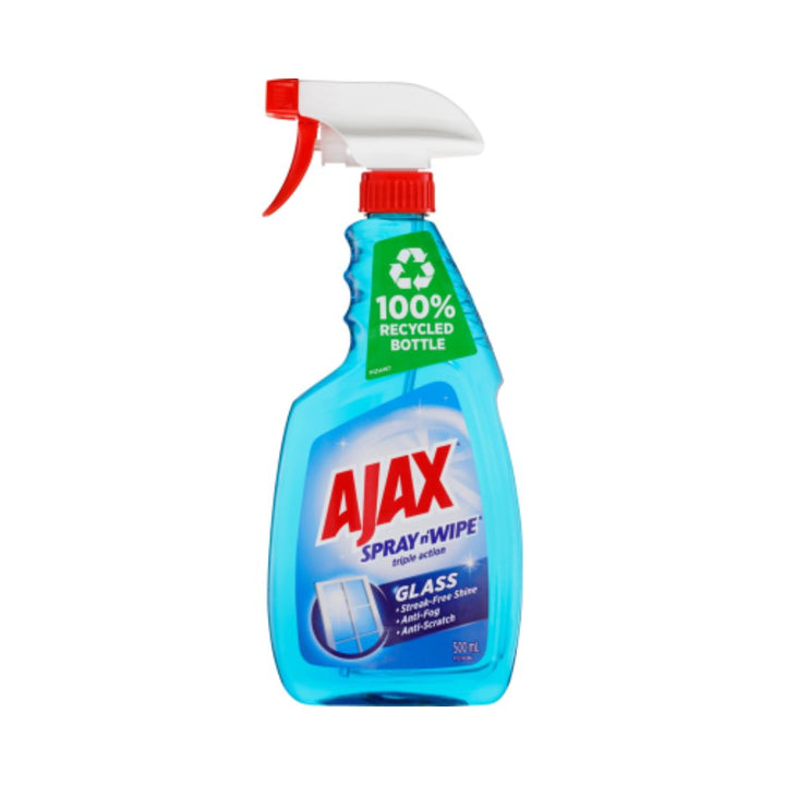 Ajax Spray N Wipe 500ml trigger Triple Action Glass | Auckland Grocery Delivery Get Ajax Spray N Wipe 500ml trigger Triple Action Glass delivered to your doorstep by your local Auckland grocery delivery. Shop Paddock To Pantry. Convenient online food shopping in NZ | Grocery Delivery Auckland | Grocery Delivery Nationwide | Fruit Baskets NZ | Online Food Shopping NZ Clean and clear your surfaces with Ajax Spray n' Wipe Triple Action Glass Cleaner. Our ammonia-free formula delivers a streak-free shine.
