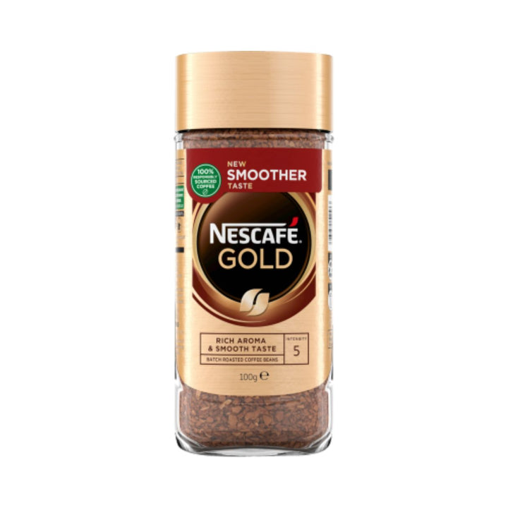 Nescafe Gold Rich & Smooth Taste 100g | Auckland Grocery Delivery Get Nescafe Gold Rich & Smooth Taste 100g delivered to your doorstep by your local Auckland grocery delivery. Shop Paddock To Pantry. Convenient online food shopping in NZ | Grocery Delivery Auckland | Grocery Delivery Nationwide | Fruit Baskets NZ | Online Food Shopping NZ Indulge in our NESCAFE Gold Original Instant Coffee. Made from carefully selected and roasted Arabica and Robusta coffee beans.