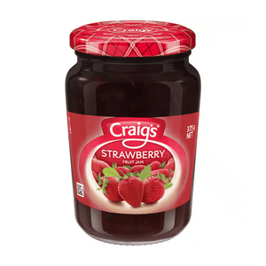 Craigs Strawberry Jam 375g | Auckland Grocery Delivery Get Craigs Strawberry Jam 375g delivered to your doorstep by your local Auckland grocery delivery. Shop Paddock To Pantry. Convenient online food shopping in NZ | Grocery Delivery Auckland | Grocery Delivery Nationwide | Fruit Baskets NZ | Online Food Shopping NZ Craigs Strawberry Jam Perfect for baking and delicious right out the jar, Craig's Strawberry Fruit Jam adds something special to any plain toast or sandwich.