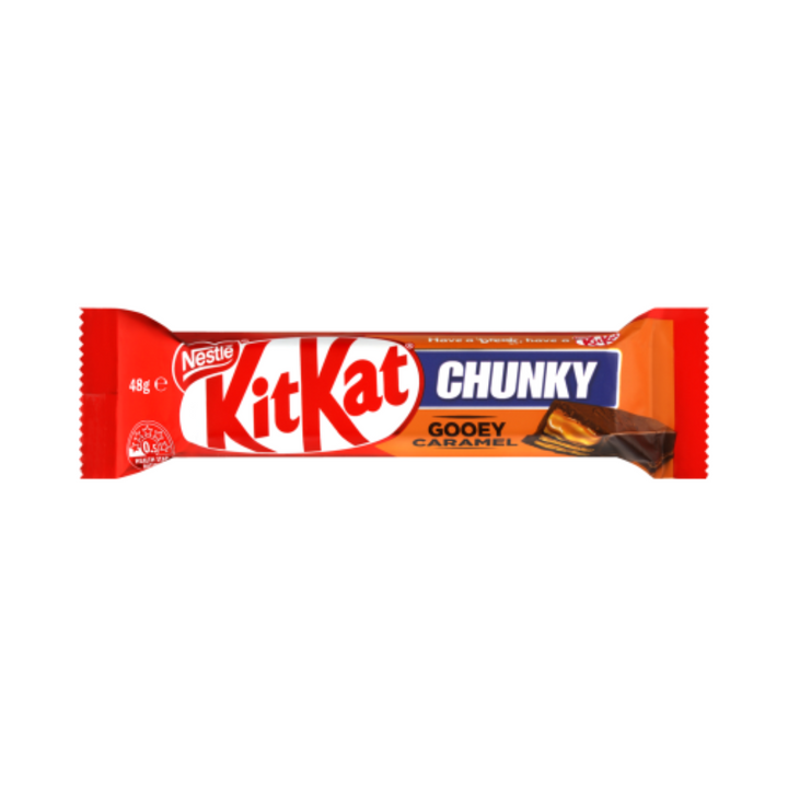 Kit Kat Chunky Caramel 48g | Auckland Grocery Delivery Get Kit Kat Chunky Caramel 48g delivered to your doorstep by your local Auckland grocery delivery. Shop Paddock To Pantry. Convenient online food shopping in NZ | Grocery Delivery Auckland | Grocery Delivery Nationwide | Fruit Baskets NZ | Online Food Shopping NZ Shop Kit Kat Chunky Caramel 50g at Paddock to Pantry – indulgent chocolate and caramel combo with express delivery from your trusted NZ online grocer.