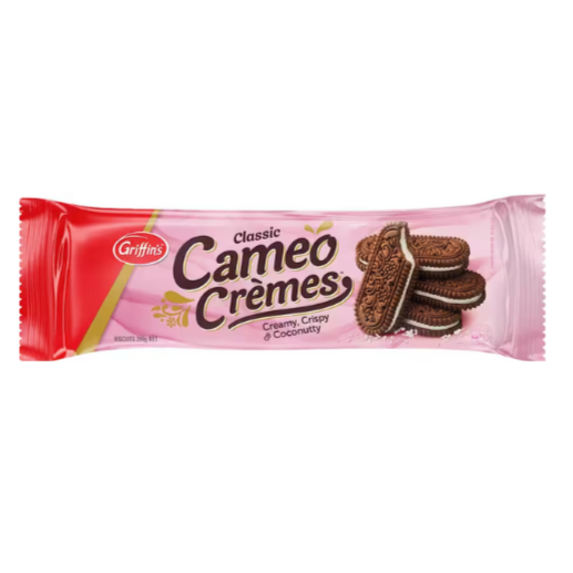 Griffins Cameo Cremes 250g | Auckland Grocery Delivery Get Griffins Cameo Cremes 250g delivered to your doorstep by your local Auckland grocery delivery. Shop Paddock To Pantry. Convenient online food shopping in NZ | Grocery Delivery Auckland | Grocery Delivery Nationwide | Fruit Baskets NZ | Online Food Shopping NZ Griffins Cameo Cremes are a classic snack and a household must-have.. Shop snacks and biscuits with grocery delivery online.
