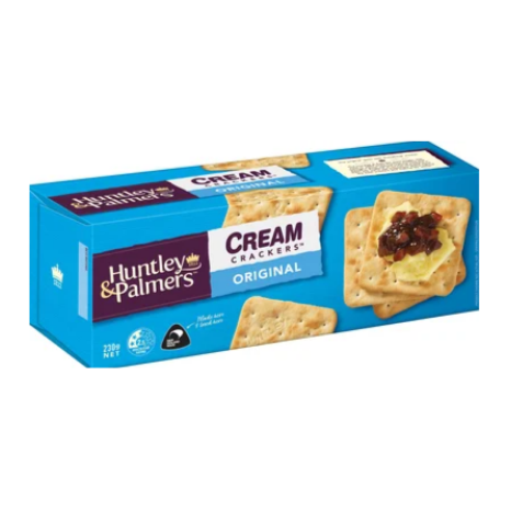 Huntley & Palmer's Original Cream Crackers 230g | Auckland Grocery Delivery Get Huntley & Palmer's Original Cream Crackers 230g delivered to your doorstep by your local Auckland grocery delivery. Shop Paddock To Pantry. Convenient online food shopping in NZ | Grocery Delivery Auckland | Grocery Delivery Nationwide | Fruit Baskets NZ | Online Food Shopping NZ Shop Huntley & Palmer’s Cream Crackers at Paddock to Pantry – classic, crisp crackers with fast, reliable online grocery delivery NZ-wide.