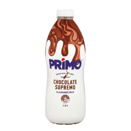 Primo Chocolate Milk 1.5L | Auckland Grocery Delivery Get Primo Chocolate Milk 1.5L delivered to your doorstep by your local Auckland grocery delivery. Shop Paddock To Pantry. Convenient online food shopping in NZ | Grocery Delivery Auckland | Grocery Delivery Nationwide | Fruit Baskets NZ | Online Food Shopping NZ Primo Chocolate Milk delivered to your door 7 days in Auckland and NZ wide overnight with Paddock To Pantry. | Free delivery on orders over $125