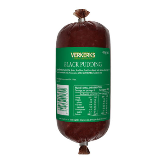 Verkerks Black Pudding | Auckland Grocery Delivery Get Verkerks Black Pudding delivered to your doorstep by your local Auckland grocery delivery. Shop Paddock To Pantry. Convenient online food shopping in NZ | Grocery Delivery Auckland | Grocery Delivery Nationwide | Fruit Baskets NZ | Online Food Shopping NZ Love Verkerks Black Pudding? Get it delivered to your door today with Paddock To Pantry's quick and easy grocery delivery service!