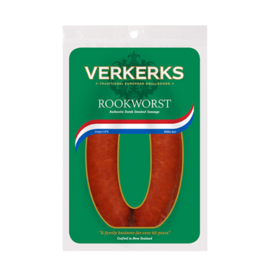 Verkerks Rookworst | Auckland Grocery Delivery Get Verkerks Rookworst delivered to your doorstep by your local Auckland grocery delivery. Shop Paddock To Pantry. Convenient online food shopping in NZ | Grocery Delivery Auckland | Grocery Delivery Nationwide | Fruit Baskets NZ | Online Food Shopping NZ Verkerks Rookworst is a deliciously versatile, authentic dutch smoked sausage. Shop the groceries you love with ease with our Online Grocery NZ Wide Delivery.