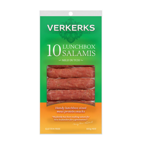Verkerks Mild Lunchbox Salamis | Auckland Grocery Delivery Get Verkerks Mild Lunchbox Salamis delivered to your doorstep by your local Auckland grocery delivery. Shop Paddock To Pantry. Convenient online food shopping in NZ | Grocery Delivery Auckland | Grocery Delivery Nationwide | Fruit Baskets NZ | Online Food Shopping NZ Verkerks Lunchbox Salami is perfect for piling on a pizza or adding onto a sandwich. Do your groceries online and we'll deliver to you NZ wide!