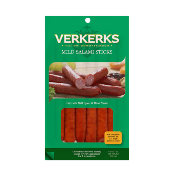Verkerks Salami Stick | Auckland Grocery Delivery Get Verkerks Salami Stick delivered to your doorstep by your local Auckland grocery delivery. Shop Paddock To Pantry. Convenient online food shopping in NZ | Grocery Delivery Auckland | Grocery Delivery Nationwide | Fruit Baskets NZ | Online Food Shopping NZ Verkerks Salami Sticks are the protein packed snack loved by all (well all meat lovers!). Add it to your grocery delivery today and leave the hard work to us!