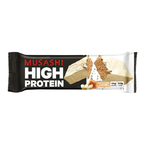 Musashi High Protein Bar White Choc Caramel 90g | Auckland Grocery Delivery Get Musashi High Protein Bar White Choc Caramel 90g delivered to your doorstep by your local Auckland grocery delivery. Shop Paddock To Pantry. Convenient online food shopping in NZ | Grocery Delivery Auckland | Grocery Delivery Nationwide | Fruit Baskets NZ | Online Food Shopping NZ