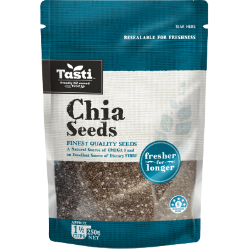 Tasti Chia Seeds 250g | Auckland Grocery Delivery Get Tasti Chia Seeds 250g delivered to your doorstep by your local Auckland grocery delivery. Shop Paddock To Pantry. Convenient online food shopping in NZ | Grocery Delivery Auckland | Grocery Delivery Nationwide | Fruit Baskets NZ | Online Food Shopping NZ Tasti Chia Seeds – perfect for smoothies & baking with NZ grocery delivery & Auckland supermarket delivery.