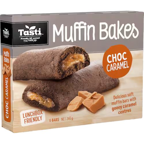 Tasti Muffin Bakes Cake Bars Choc Caramel 6pk 240g | Auckland Grocery Delivery Get Tasti Muffin Bakes Cake Bars Choc Caramel 6pk 240g delivered to your doorstep by your local Auckland grocery delivery. Shop Paddock To Pantry. Convenient online food shopping in NZ | Grocery Delivery Auckland | Grocery Delivery Nationwide | Fruit Baskets NZ | Online Food Shopping NZ