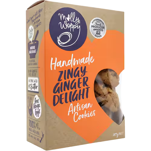 Molly Woppy Cookies Zingy Ginger Delight 185g | Auckland Grocery Delivery Get Molly Woppy Cookies Zingy Ginger Delight 185g delivered to your doorstep by your local Auckland grocery delivery. Shop Paddock To Pantry. Convenient online food shopping in NZ | Grocery Delivery Auckland | Grocery Delivery Nationwide | Fruit Baskets NZ | Online Food Shopping NZ Zingy Ginger Delight Cookies – Molly Woppy favourites with fast grocery delivery Auckland & NZ.