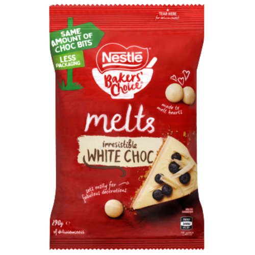 Nestle Bakers' Choice White Choc Melts 290g | Auckland Grocery Delivery Get Nestle Bakers' Choice White Choc Melts 290g delivered to your doorstep by your local Auckland grocery delivery. Shop Paddock To Pantry. Convenient online food shopping in NZ | Grocery Delivery Auckland | Grocery Delivery Nationwide | Fruit Baskets NZ | Online Food Shopping NZ
