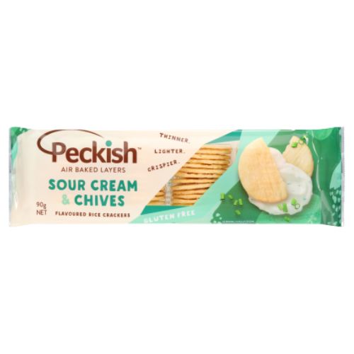 Peckish Sour Cream & Chives Flavoured Rice Crackers 90g | Auckland Grocery Delivery Get Peckish Sour Cream & Chives Flavoured Rice Crackers 90g delivered to your doorstep by your local Auckland grocery delivery. Shop Paddock To Pantry. Convenient online food shopping in NZ | Grocery Delivery Auckland | Grocery Delivery Nationwide | Fruit Baskets NZ | Online Food Shopping NZ