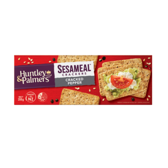 Huntley & Palmer's Sesameal Crackers - Cracked Pepper 200g | Auckland Grocery Delivery Get Huntley & Palmer's Sesameal Crackers - Cracked Pepper 200g delivered to your doorstep by your local Auckland grocery delivery. Shop Paddock To Pantry. Convenient online food shopping in NZ | Grocery Delivery Auckland | Grocery Delivery Nationwide | Fruit Baskets NZ | Online Food Shopping NZ Buy Huntley & Palmer’s Sesameal Crackers Cracked Pepper 200g at Paddock to Pantry – bold, crunchy crackers with fast NZ-wide groc