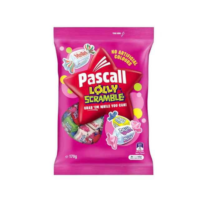 Pascall Lolly Scramble 180g | Auckland Grocery Delivery Get Pascall Lolly Scramble 180g delivered to your doorstep by your local Auckland grocery delivery. Shop Paddock To Pantry. Convenient online food shopping in NZ | Grocery Delivery Auckland | Grocery Delivery Nationwide | Fruit Baskets NZ | Online Food Shopping NZ Buy Pascall Lolly Scramble 180g at Paddock to Pantry – a mix of classic Kiwi lollies with fast, fresh NZ-wide grocery delivery.