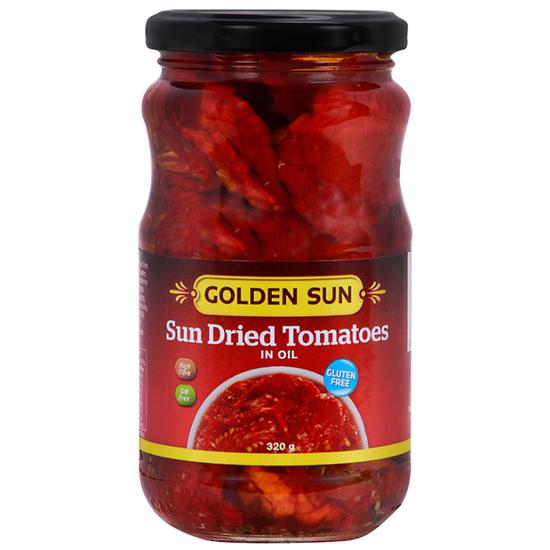 Golden Sun Sun-Dried Tomatoes 320g | Auckland Grocery Delivery Get Golden Sun Sun-Dried Tomatoes 320g delivered to your doorstep by your local Auckland grocery delivery. Shop Paddock To Pantry. Convenient online food shopping in NZ | Grocery Delivery Auckland | Grocery Delivery Nationwide | Fruit Baskets NZ | Online Food Shopping NZ Sun dried tomatoes in a jar, perfect for those quick meals, get this delivered to your door with the click of a button.