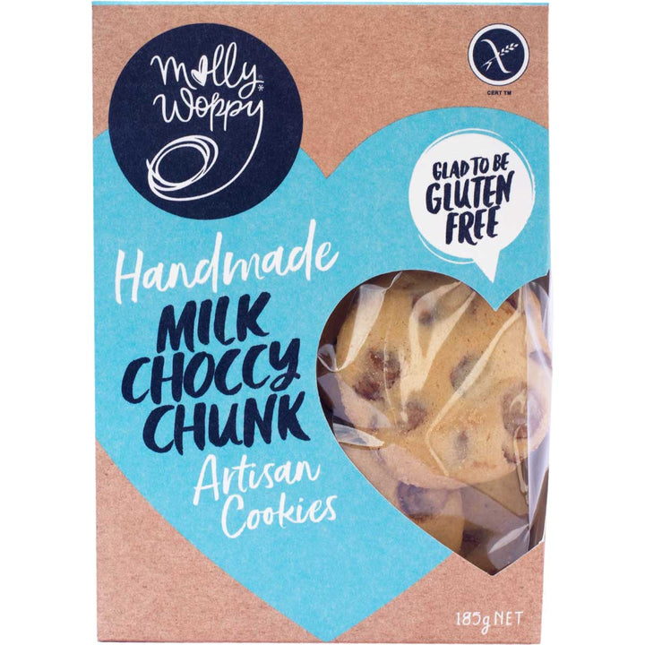 Molly Woppy Milk Choccy Chunk GF 175g | Auckland Grocery Delivery Get Molly Woppy Milk Choccy Chunk GF 175g delivered to your doorstep by your local Auckland grocery delivery. Shop Paddock To Pantry. Convenient online food shopping in NZ | Grocery Delivery Auckland | Grocery Delivery Nationwide | Fruit Baskets NZ | Online Food Shopping NZ Buy Molly Woppy Milk Choccy Chunk GF Cookies at Paddock to Pantry. Delicious gluten-free treats delivered fast from NZ’s favourite online bakery and grocery store.