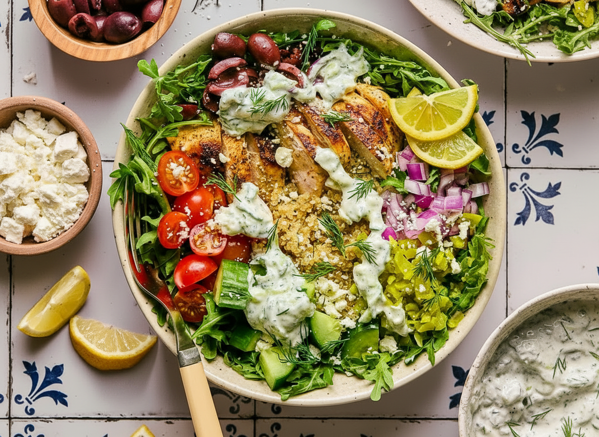 Lemony Chicken & Tzatziki Bowls