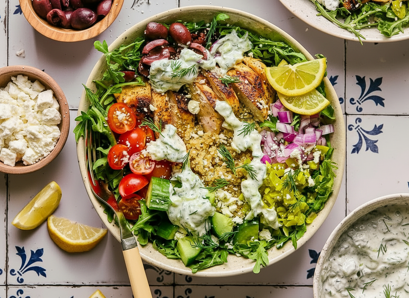 Lemony Chicken & Tzatziki Bowls
