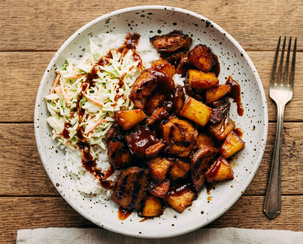 Sticky BBQ Pork Belly & Pineapple Bowls